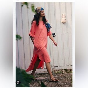 Free People Chrissa Hi Low Tee Shirt Relaxed Fit Midi Dress